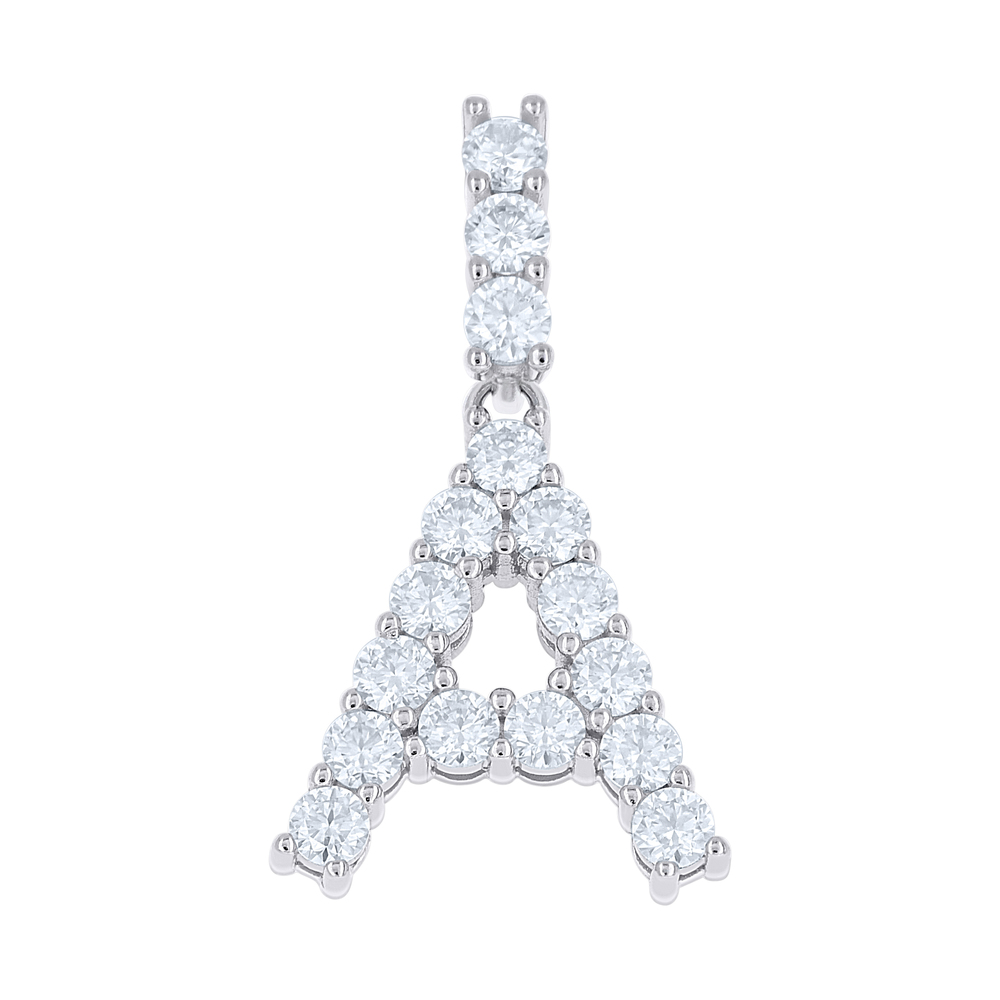 925 Sterling Silver Unisex 1.62ct Moissanite Initial Alphabet A Charm Pendant